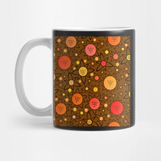 Flower Suns Warm on Dark Brown Repeat 5748 Mug